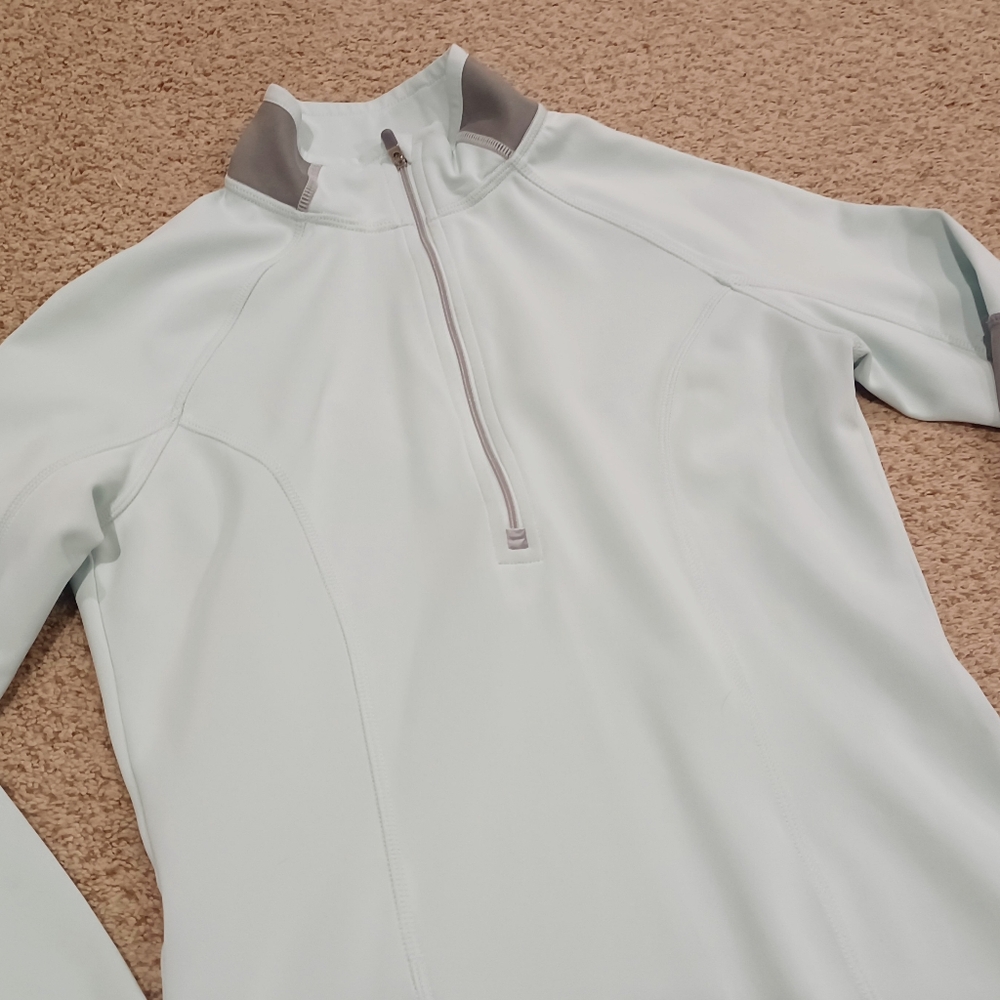 Athleta Mint Green Half-Zip Pullover with Gray Accents Womens Size XXS Petite